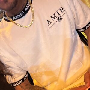AMIRI White Tee with Black Logo Details